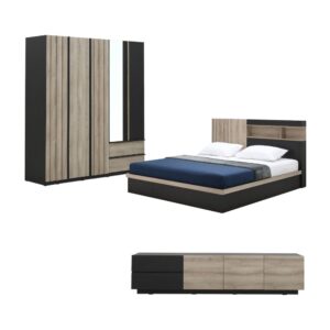 ชุดห้องนอน รุ่นอัมสเตอร์ดัม ขนาด 5 ฟุต (เตียง, ตู้เสื้อผ้า 5 บาน, ตู้วางทีวี) ราคาพิเศษ!